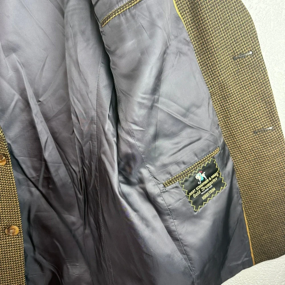Vintage Hart Schaffner Marx Gold‎ Trumpeter Sport Coat Blazer Green Houndstooth